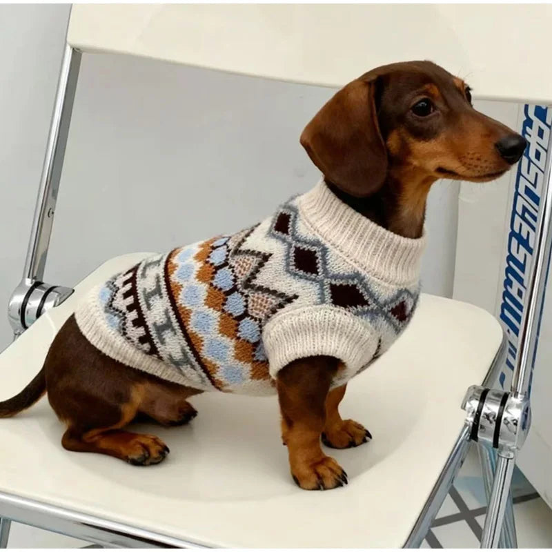 Bohemia Dogs Sweater Wiener Autumn Hand-knitted Soft Coat For Badger Dog Thicken Warm Loungewear Dachshund Small Mid Dog Clothes