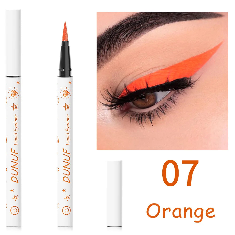 DUNUF New 12 Color Ultra-fine Matte Colorful Liquid Eyeliner Pencil Waterproof Lasting Makeup Eye Liner Pen Black Brown Cosmetic