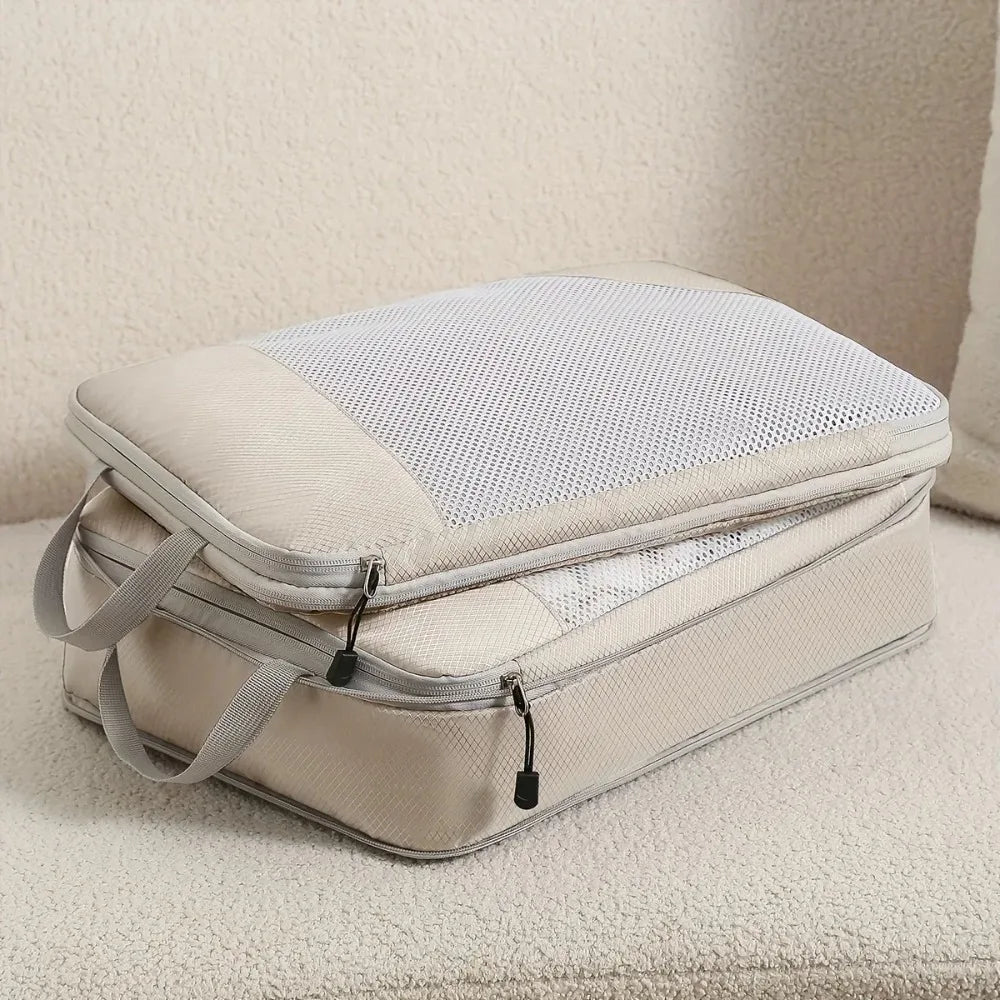 3-piece travel compression packing cube, travel bag luggage organizer travel essentials carry-on luggage compression cube