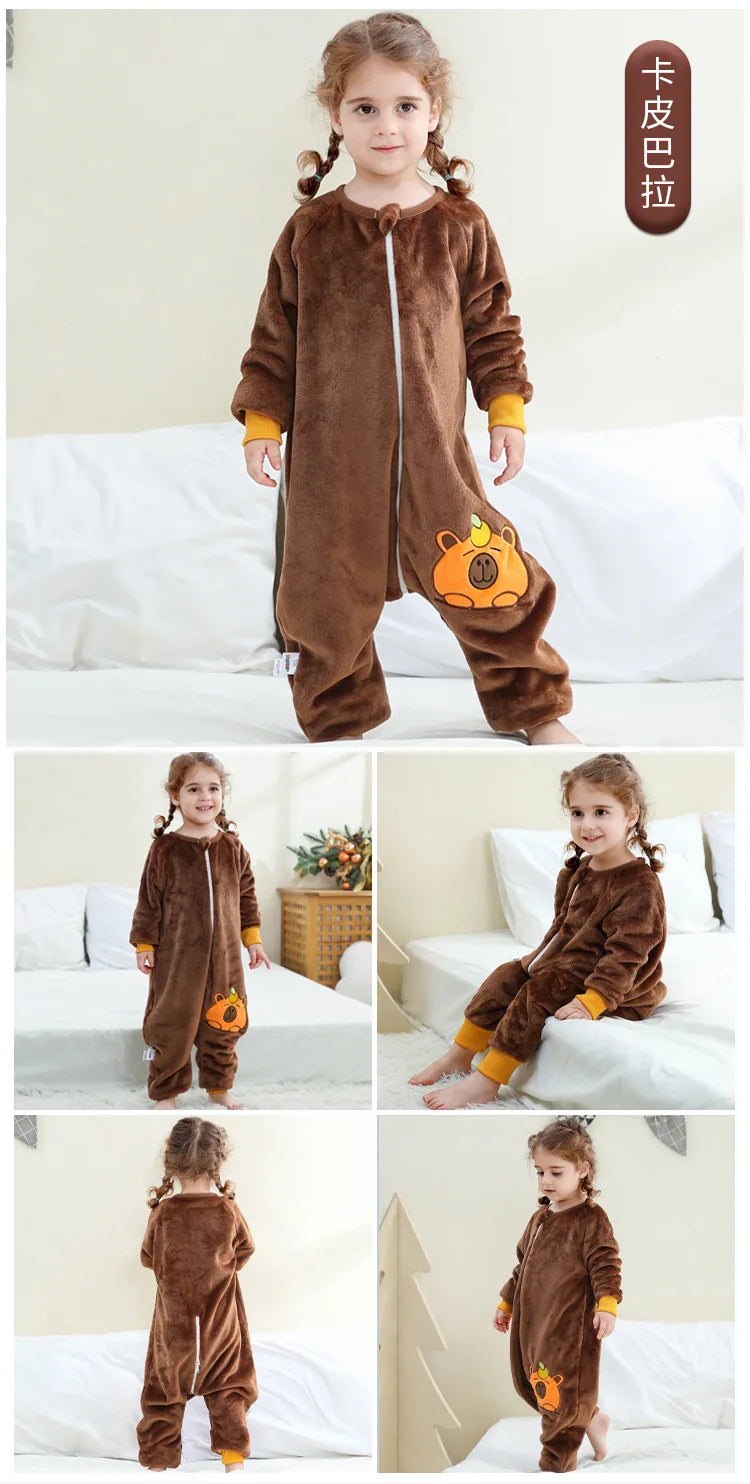 Kids Animal Dinosaur Kigurumi Costume Cosplay Cartoon Jumpsuit for Children Halloween Christmas Girls Boys Hooded Pajamas Onesie