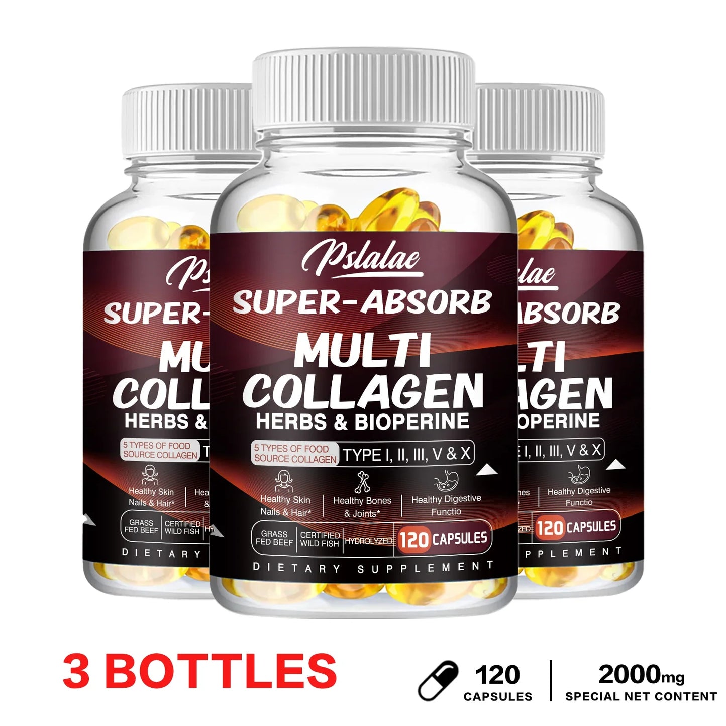 Multi Collagen Capsules - for Skin, Hair, Nails & Bone Health, Supports Joint, Digestive and Immune System Health