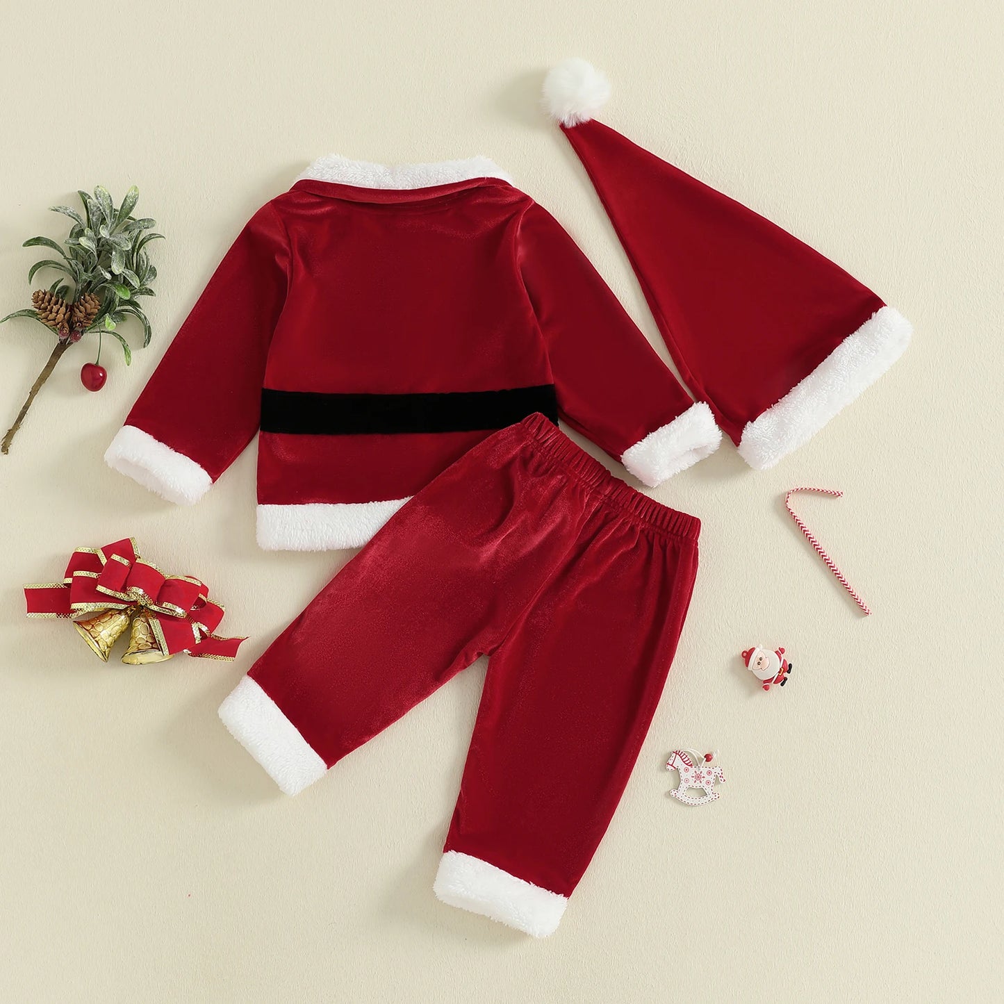Citgeett Autumn Christmas Kids Toddler Girl Boy Outfits Long Sleeve Lapel Button Tops Elastic Waist Pants Costume Winter Set