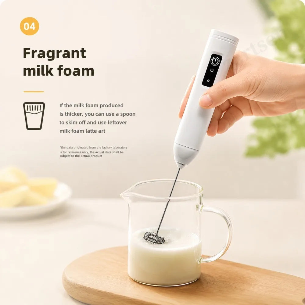 Electric Milk Frother + Egg Beater Wireless Type-C Charging 3 Speeds Mini Handheld Foam Maker Coffee Whisk Cooking Tools