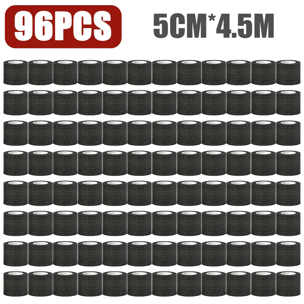 96/48/24/12/6/2pcs BlackTattoo Grip Tape Wrap Elastic Bandage Wrap 5cm/2.5cm for Tattoo Grip Tube Tattoo Pen Machine Supply