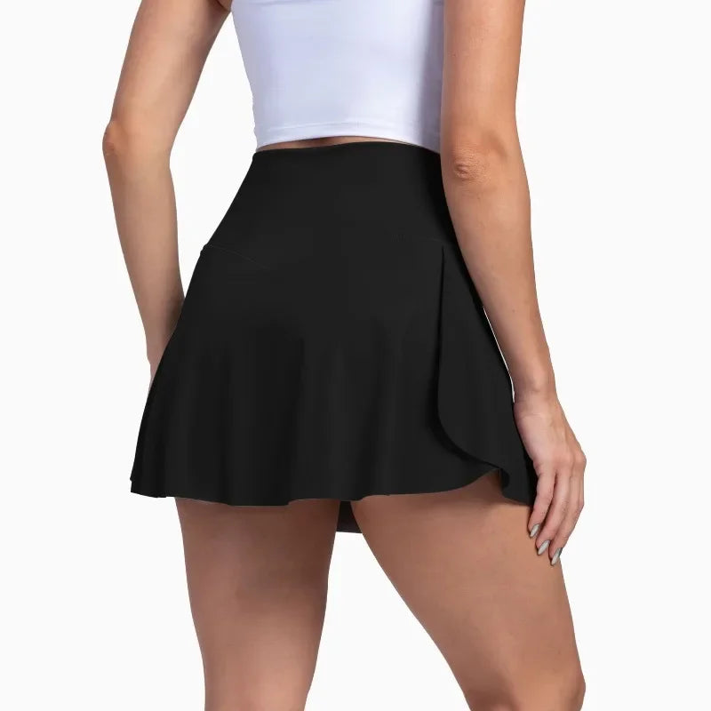 Women Fitness Shorts Skirts Yoga Seamless Leggings High Elastic Sports Fashion Gym Trainning Tennis Dresses High-Waist Skirts