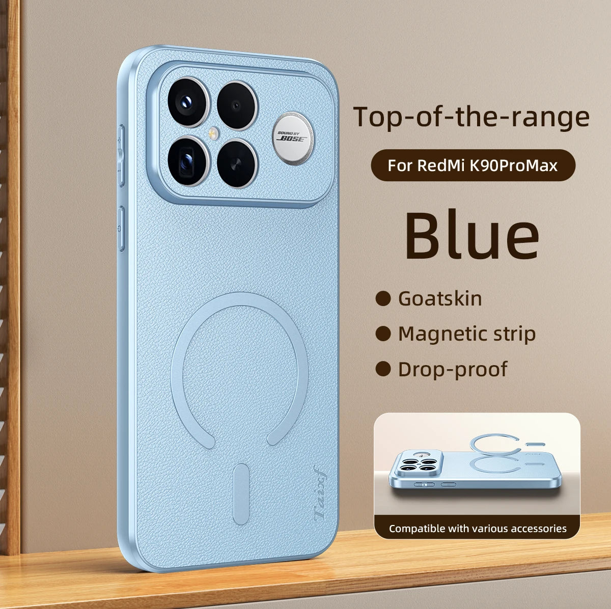 For POCO F8 Ultra Goat Leather TPU Frame Shockproof Case For Redmi K90 Pro Max Built-in Magnetic Strip Lens Protection Shell