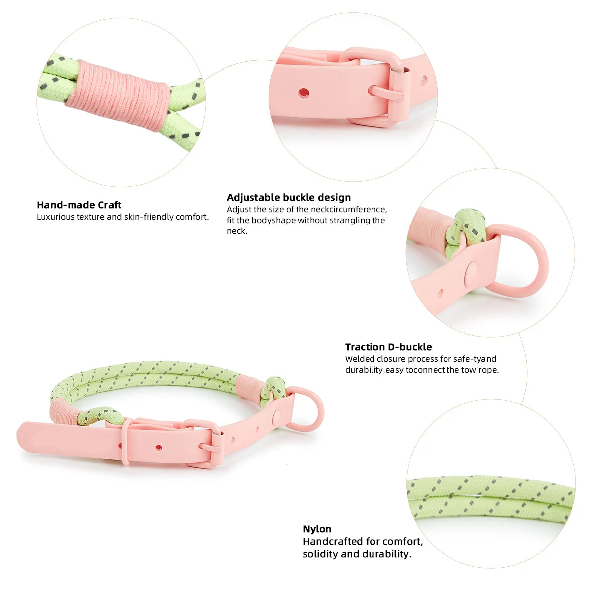 New Pet Lead Collar And Leash Set 3M Reflective effect safety dog Collar suit Pink Ad Purple Nylon Handmade Webbing Dog Supplies