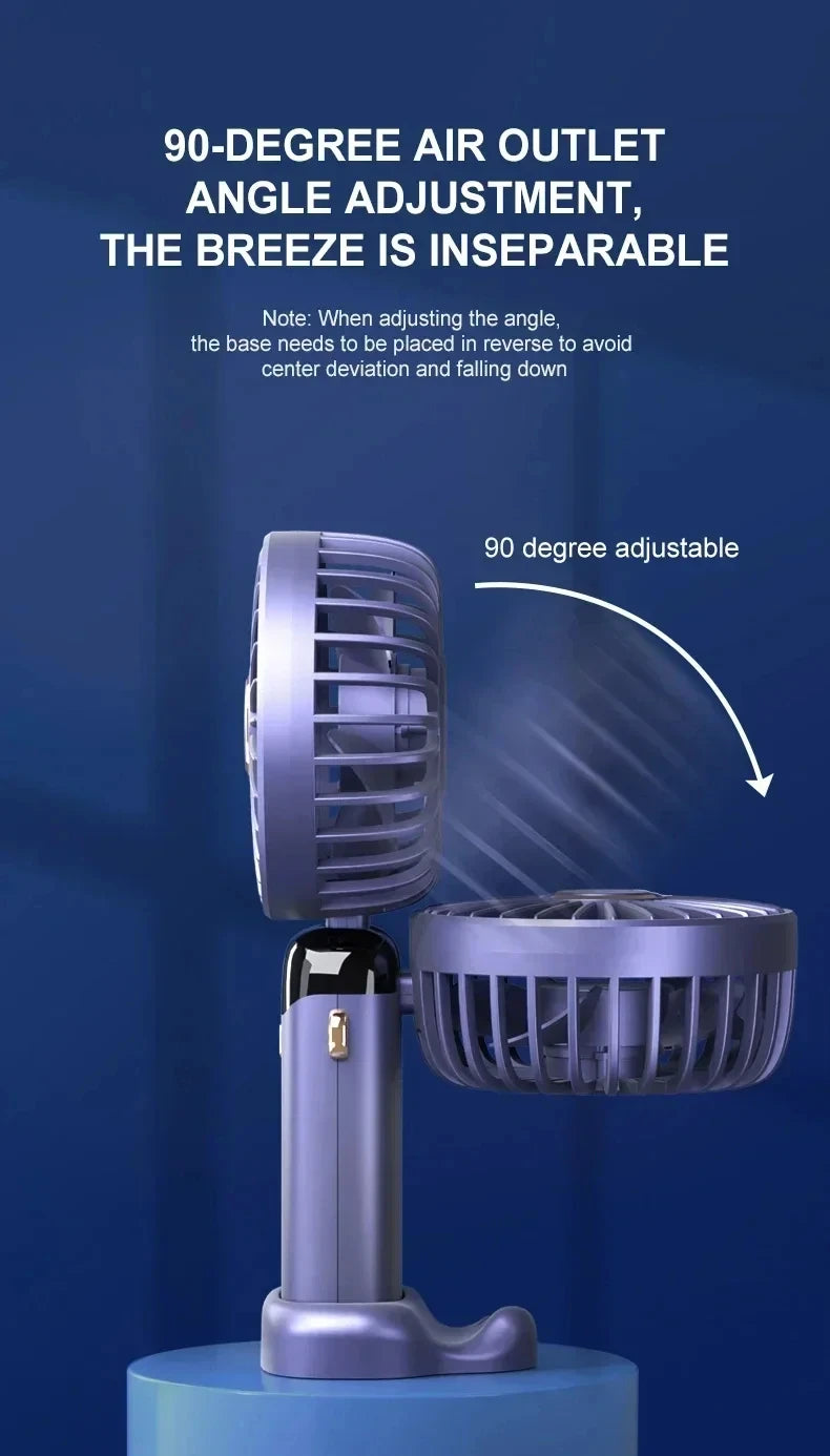 5-Speed Portable Handheld Mini Fan Foldable Neck Hanging Fans USB Rechargeable Fan with Phone Stand and Display Screen fan