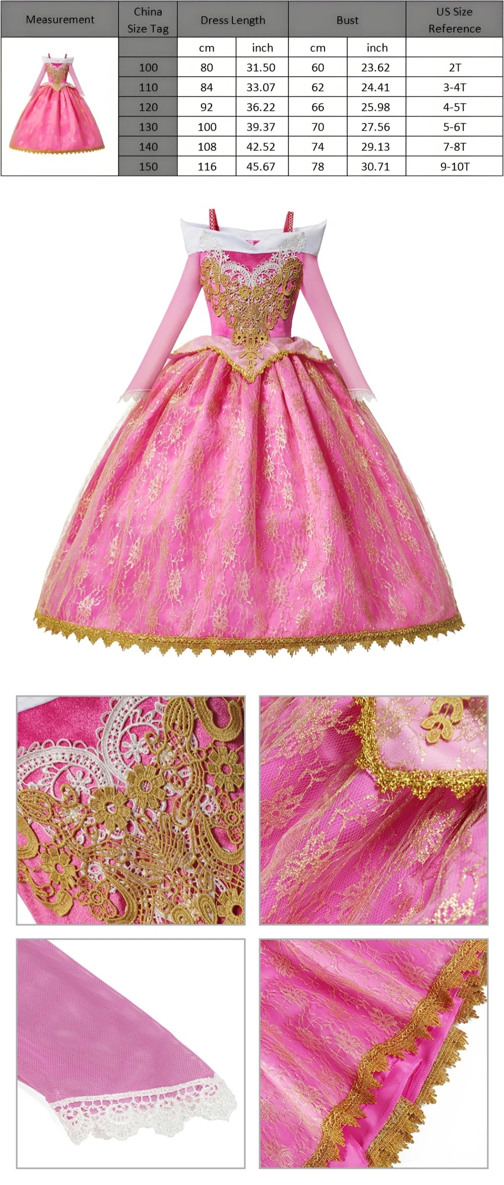 Halloween Birthday Dress Cinderella Snow White Aurora Rapunzel Princess Costume for Girls Kids 2-8Y