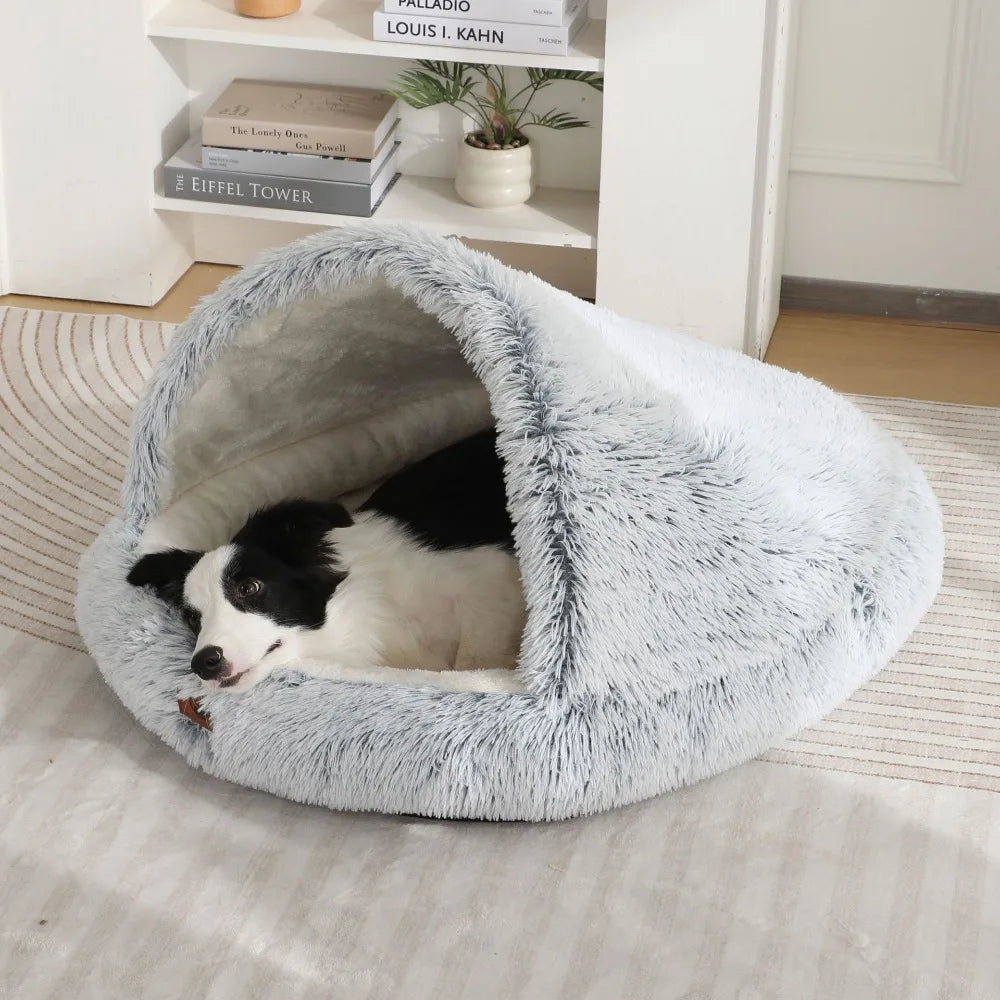 Winter Warm Shaped Enclosed Pet Bed for Cats and Dogs Surrounded Cat Nest Dog Bed