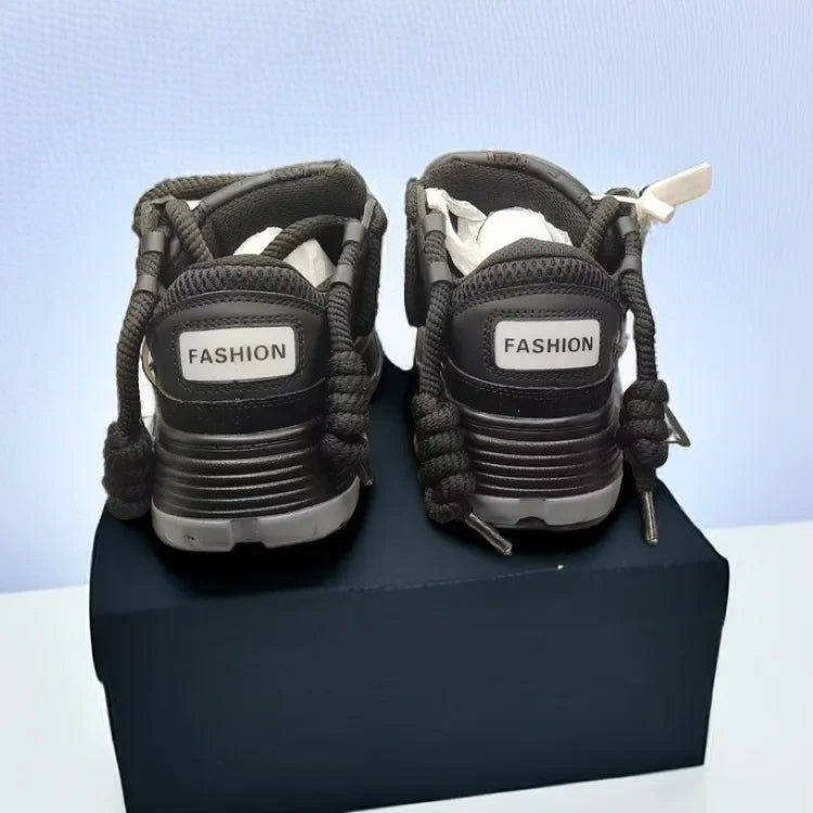 Retro Thick Bottom Athletic Shoes for Men Coupling Traction Trends High Rhythm Old Father Sport Shoes Dynamic Personality
