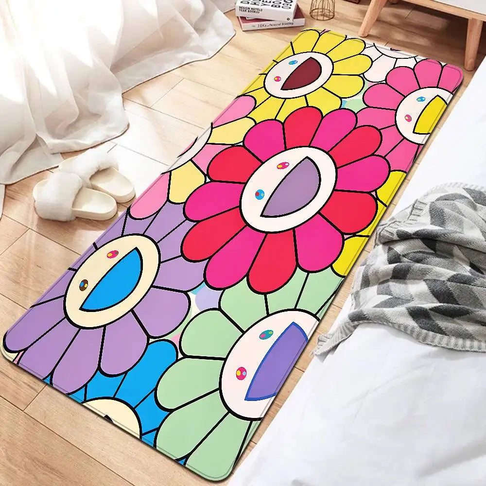 Flower T-Takashi Art M-Murakami Entrance Door Mat Nordic Style Home Doormat Bathroom-Toilet Mats Bedroom Hotel Decor Mat
