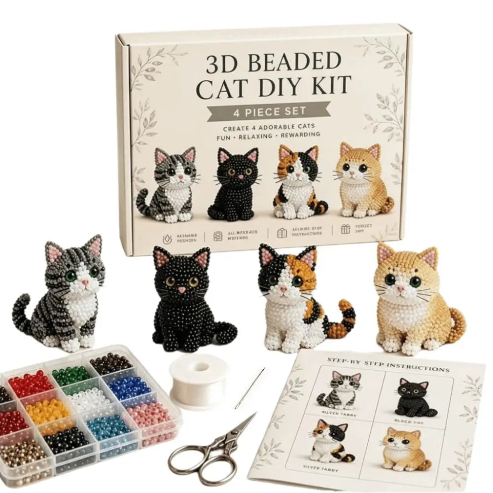 Tiny Beads 3D Beaded Animal Kit Cute Design Animal Shape Handmade Bead Art Kit Creative Craft DIY Bead Craft Kit
