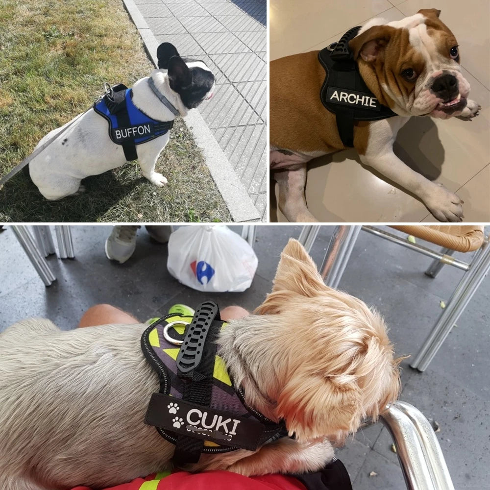 Adjustable Nylon Dog harness Personalized Reflective Pet Harness for Small Medium Large Dogs  No Pull Dog Harness Leash