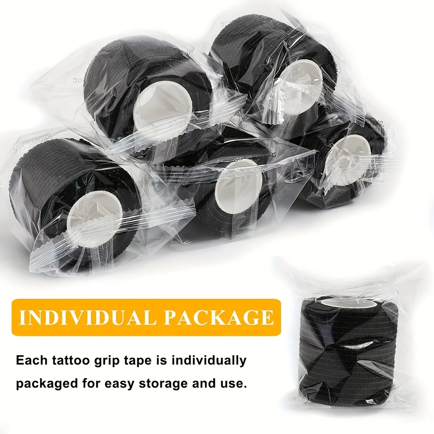 48/24/3PCS Black Tattoo Grip Cover Wraps Self-Adhesive Elastic Bandage Tape Breathable Strong Sports Tape Athletic Bandage Rolls