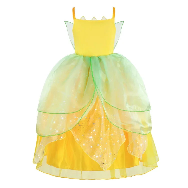 Halloween Child Cosplay Costume Toddler Girls Fancy Princess Ball Deluxe Gown 2025 Girl's Birthday Princess Tiana Dress Up