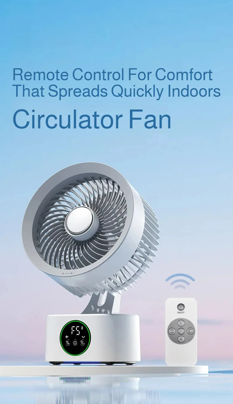Portable Wall-Hanging Fan With Remote Control Smart Voice Rechargeable USB Household Electric Folding Fan Nightlight Air Cooler