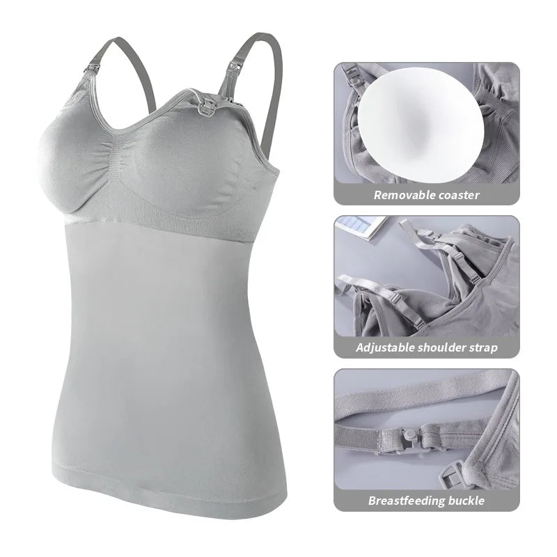 Summer Solid Clolor Sleeveless Nursing Clothes Women Pregnant Tank Top Plus Size Maternity Clothing Breastfeeding Vest
