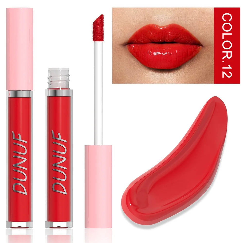 DUNUF High Quality Mirror Gloss Herorange Lipstick Lip Gloss Make-up Lightly Glass Moisturizing Plump Lip stick Lipgloss Gifts