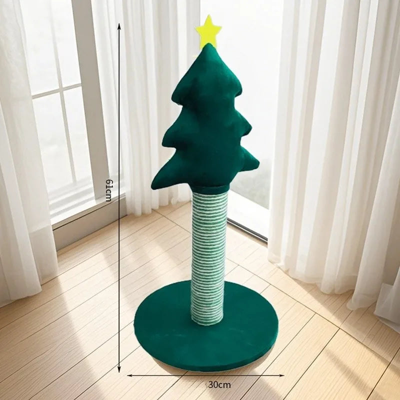 Christmas Tree Cat Scratching Post Sturdy Base Space Saving Durable Sisal Scratch Board Holiday Decor Cat Furniture Cat Tree