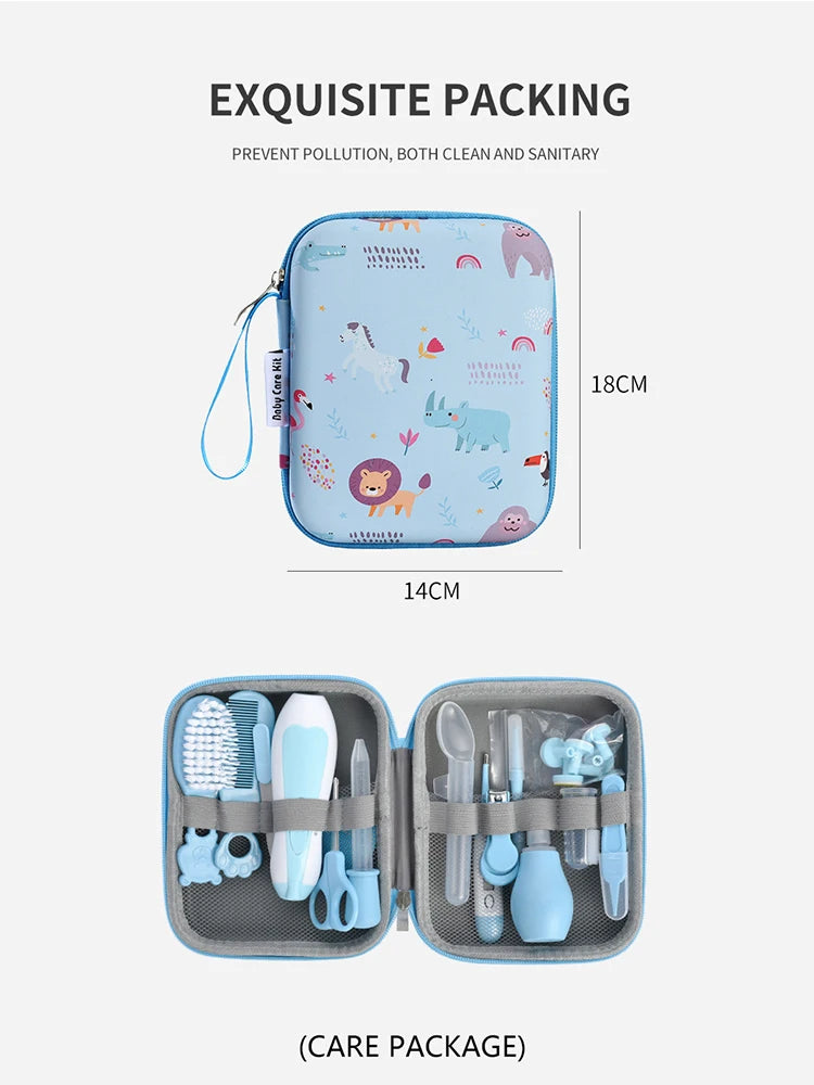 Baby Care Kit Kids Hair Nail Healthcare Thermometer Grooming Brush Kit Clipper Scissors Nail clipper Newborn Care Cleaning Set