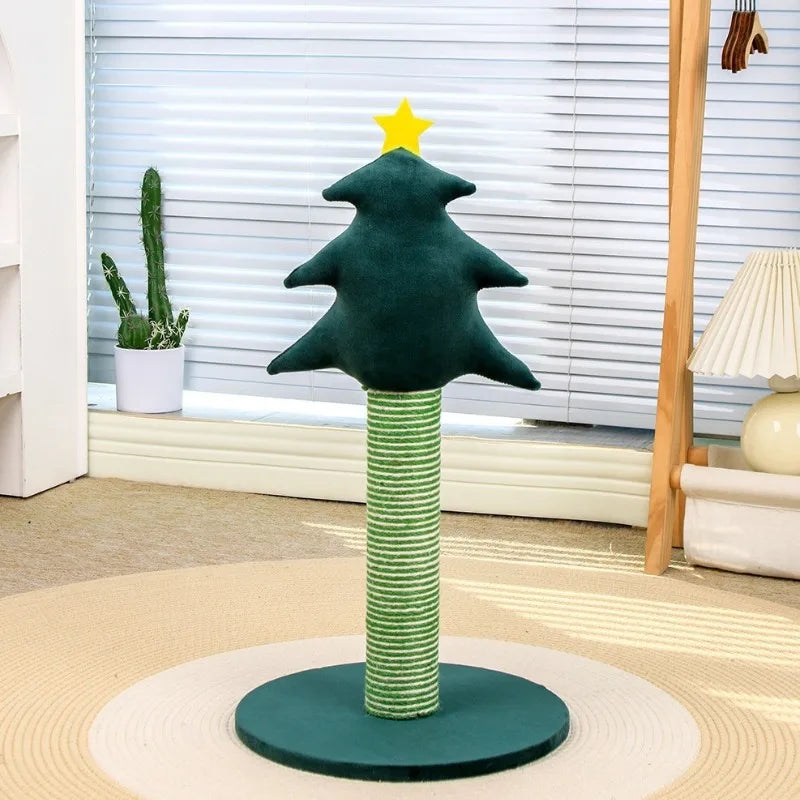 Christmas Tree Cat Scratching Post Sturdy Base Space Saving Durable Sisal Scratch Board Holiday Decor Cat Furniture Cat Tree
