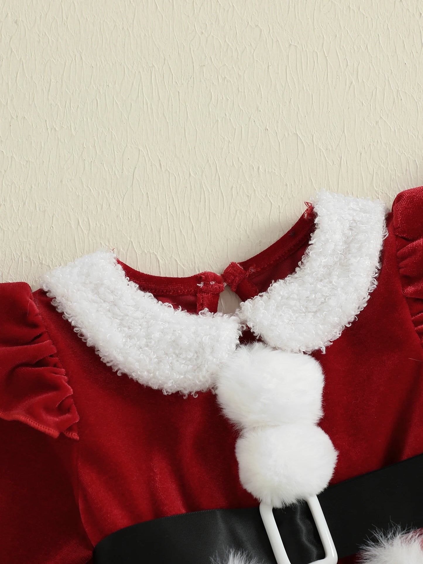 Citgeett Winter Christmas Infant Baby Girls Bodysuit Dress Plush Patchwork Long Sleeve Jumpsuits Cute Santa Hat Set Outfits