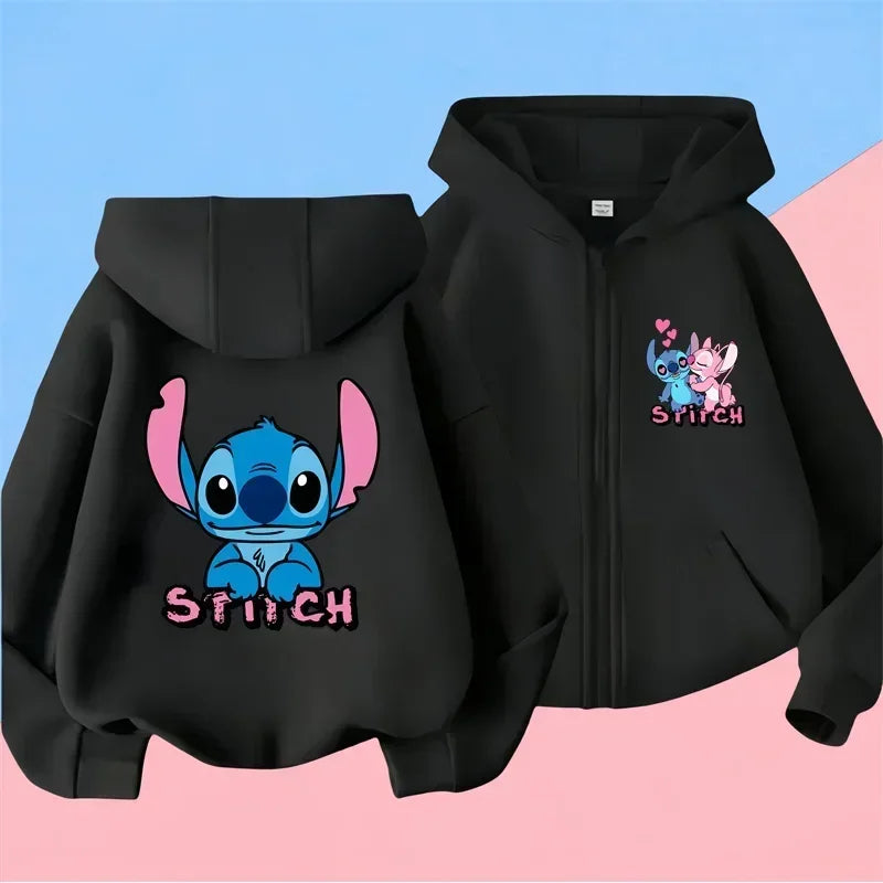 Kawaii Stitch Hoodie Children Cartoon Clothes Kid Girl Boy Lilo and Stitch Zipper Sweatshirt Manga Hoody Baby Casual Top