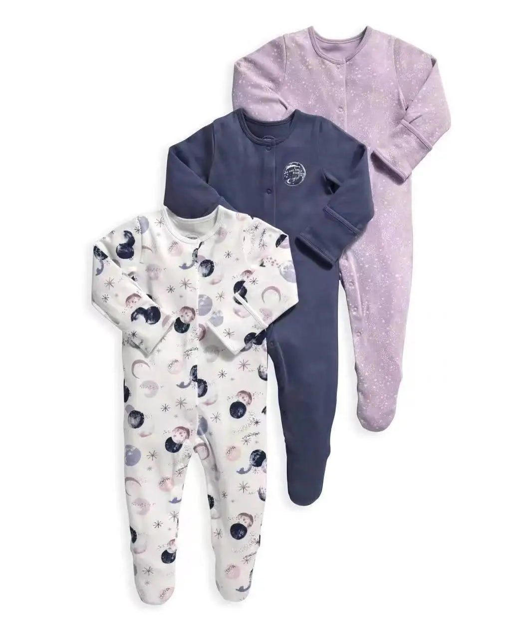 3pcs/Lot Cotton Soft Baby Romper Jumpsuit for Boys Girls with Zipper Footed Long Sleeve Pajama Sleepsuit Outfit Infant Clothes