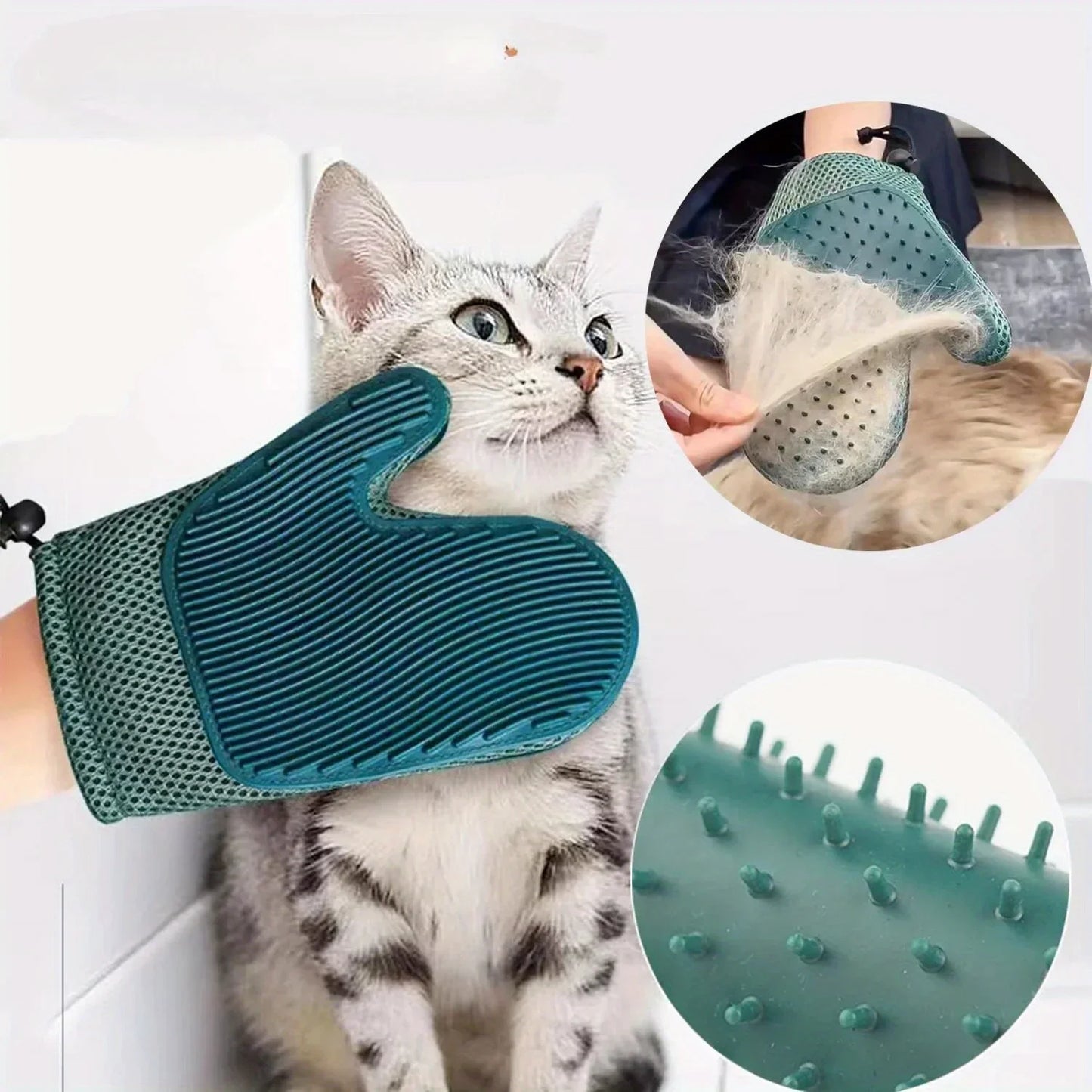 2 In 1 Cat Hair Glove & Pet Fur Remover Glove, Dog Grooming Glove Brush For Shedding, Pet Hair Remover Mitt For Cleaner