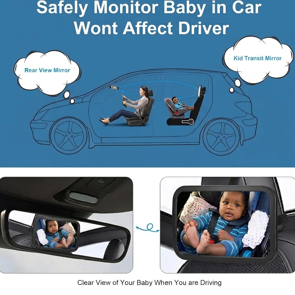 Universal Wide View Adjustable Car Seat Baby Mirror Headrest Mount  Safety Monitor  Interior  Back  Rearview for  Infant  Child