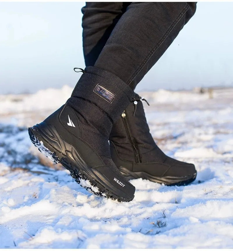 Winter Men's Boots Fashion High-top Casual Cotton Boot Thick Fur Plush Warm Snow Boots Non Slip Platform Boots for Men Botas2025
