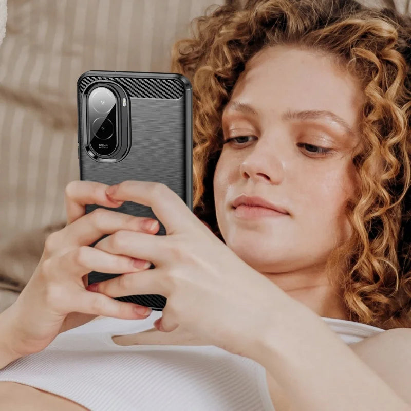 For Poco M7 Case Cover Xiaomi Poco M7 Capas Shockproof Phone Bumper Armor Coque Carbon Fibre Back TPU Soft Fundas Poco M7 Cover