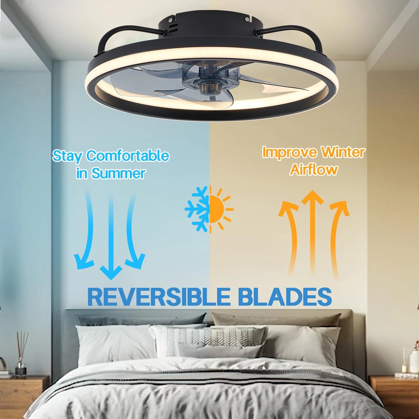 Cool Ceiling Fan Light for Bedroom Restaurant Study Room Decoration Electric Fan Intelligent Dimming Forward and Reverse Fan
