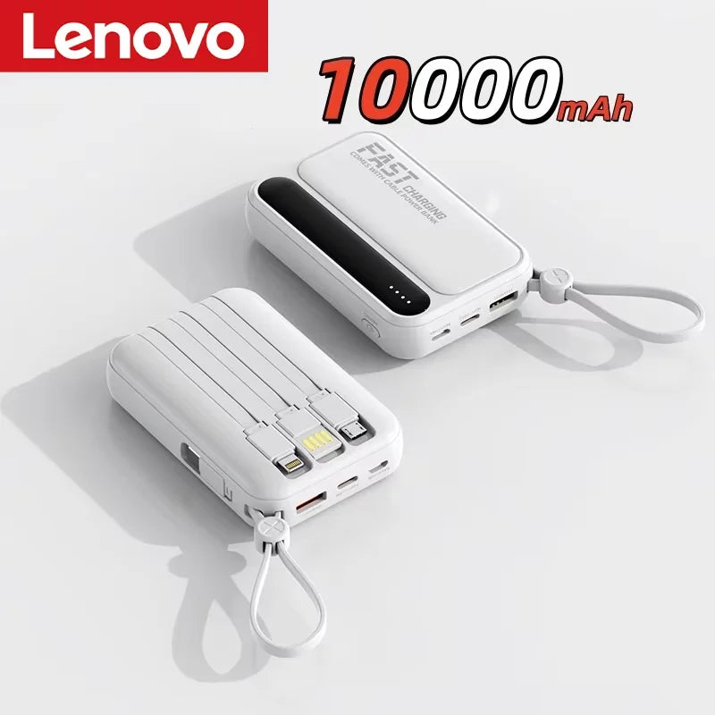 Lenovo 500000mAh Power Bank Built in 4 Lines Large Capacity Super Fast Charging Portable External Battery For iPhone Samsung
