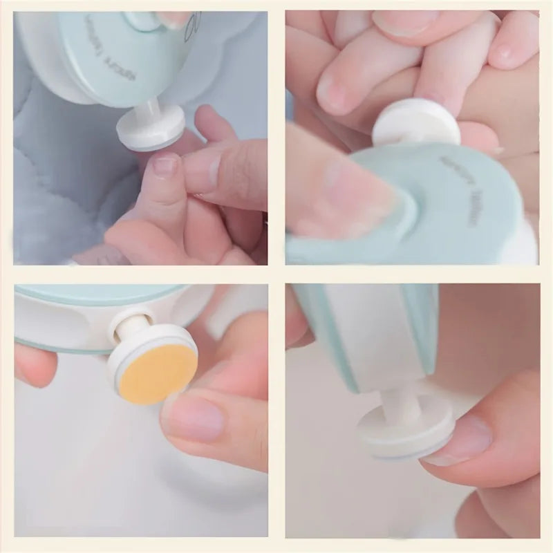 Baby Electric Nail Trimmer 6 Replaceable Heads Gentle Newborn Care Safe Quiet Nail File for Infant Toddler Soft Grinding