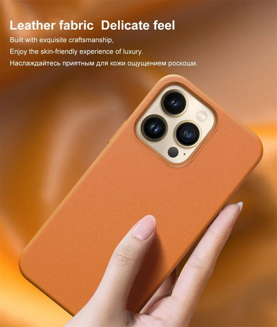 Official Quality Leather for Magsafe Case for IPhone 17 Pro Max 16 15 14 13 Pro Max Air Original Magnetic Charging Case