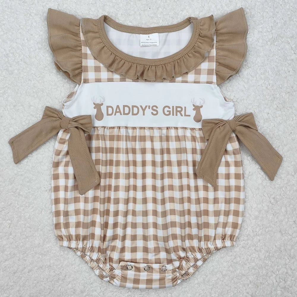 Hot Sale Baby Girls Rompers Blue Flutter Sleeves Bows Ruffle Rompers Boutique Toddler Girls Bubbles Summer Rompers Girls Onesie