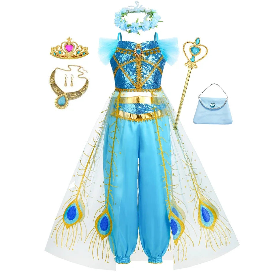Halloween Party Princess Dress Kids Jasmine Costume