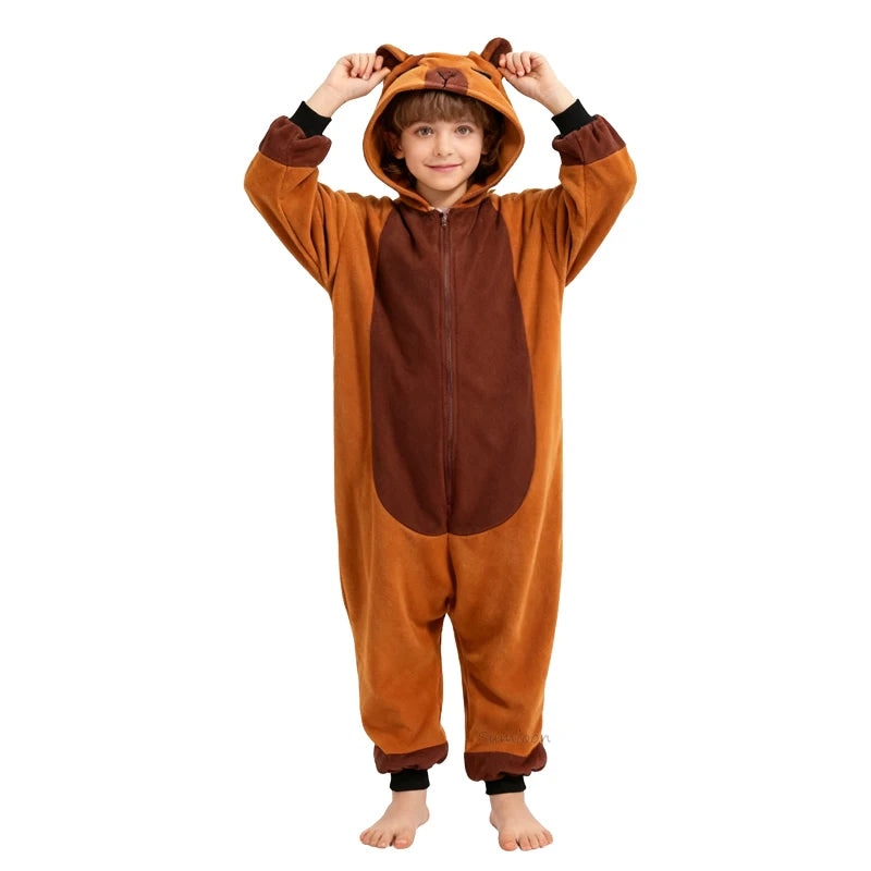 4 6 8 10 12 Years Girls Black Cat Jumpsuits Unicorn Pajamas Kigurumi Toddler Kids Hooded Flannel Home Wear Children Onesie