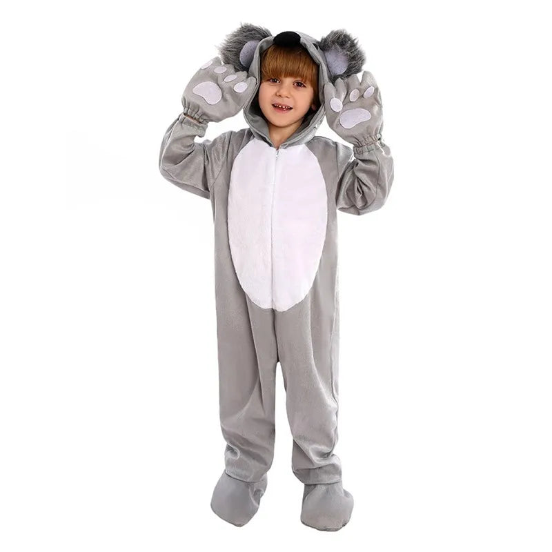 Unisex Boys Girls Jumpsuit Animal Halloween Costumes Bodysuit Kids Purim Party Fancy Dress Up Clothing Set