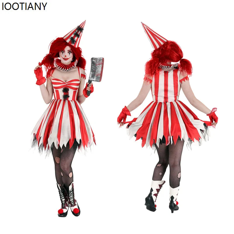 Halloween Horror Clown Cosplay Costumes Anime Cartoon Circus Women Clowns Fancy Dress Carnival Party Stage Show Dresses Up 2026