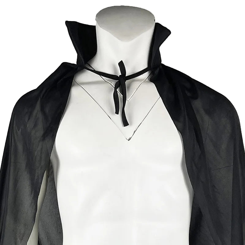 Sexy Halloween Costumes Woman Men Cosplay Hooded Cape Sheer Transparent Stand Collar Erotic Sex Costumes Stage Show Costumes