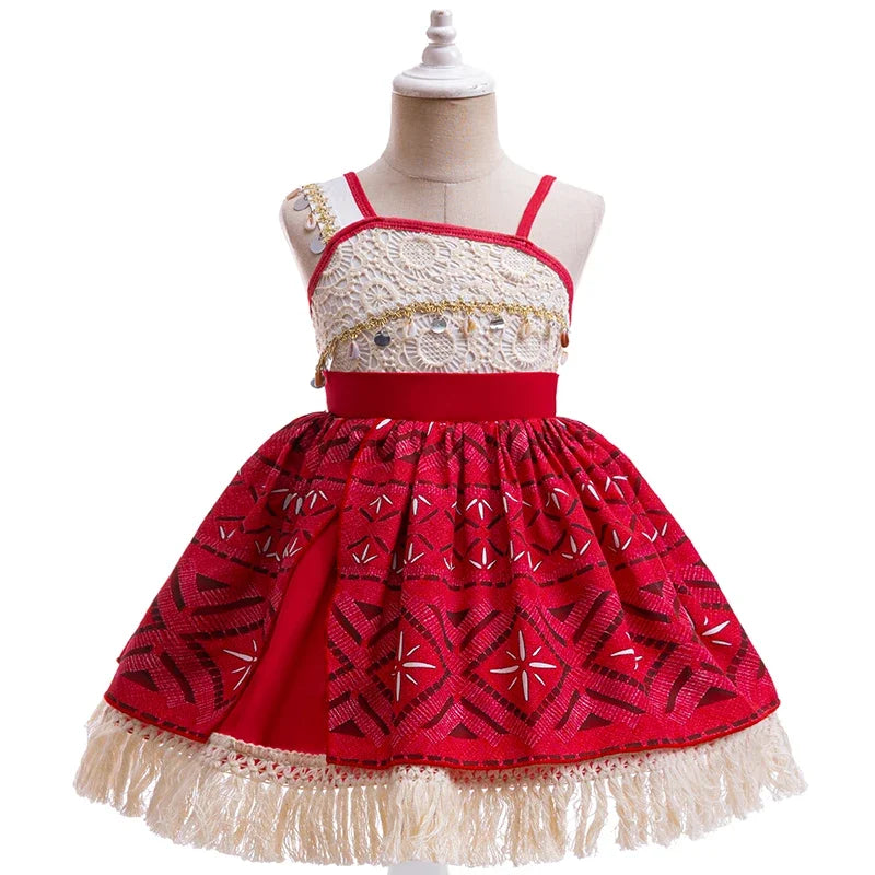 Children Cosplay Dresses Girls Moana Princess Dress for Kid Halloween Maui Vaiana Costume Children Birthday Party Clothes Set