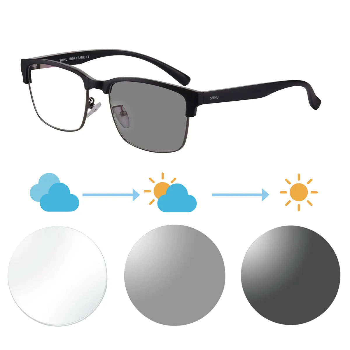 Photochromic Reading Glasses Man Intelligent Glasses Progressive Multifocal Optical Lenses Anti Blue Light Or Radiation Glasses
