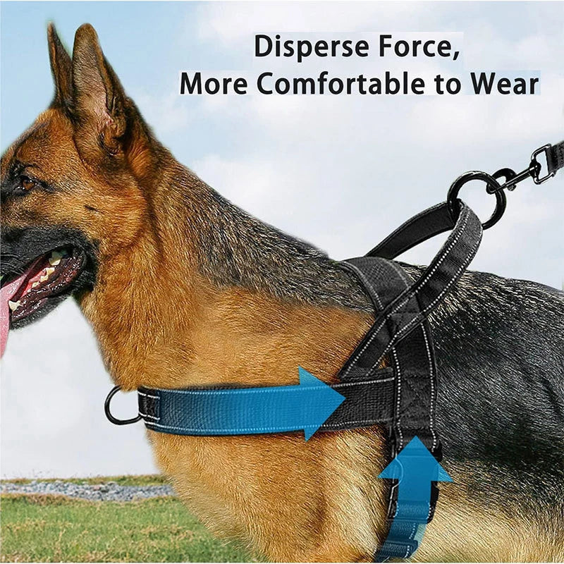 Tactical Dog Harness Anti Pull Nylon Adjustable for Large Breeds Outdoor Training Vest with Handle and Reflective