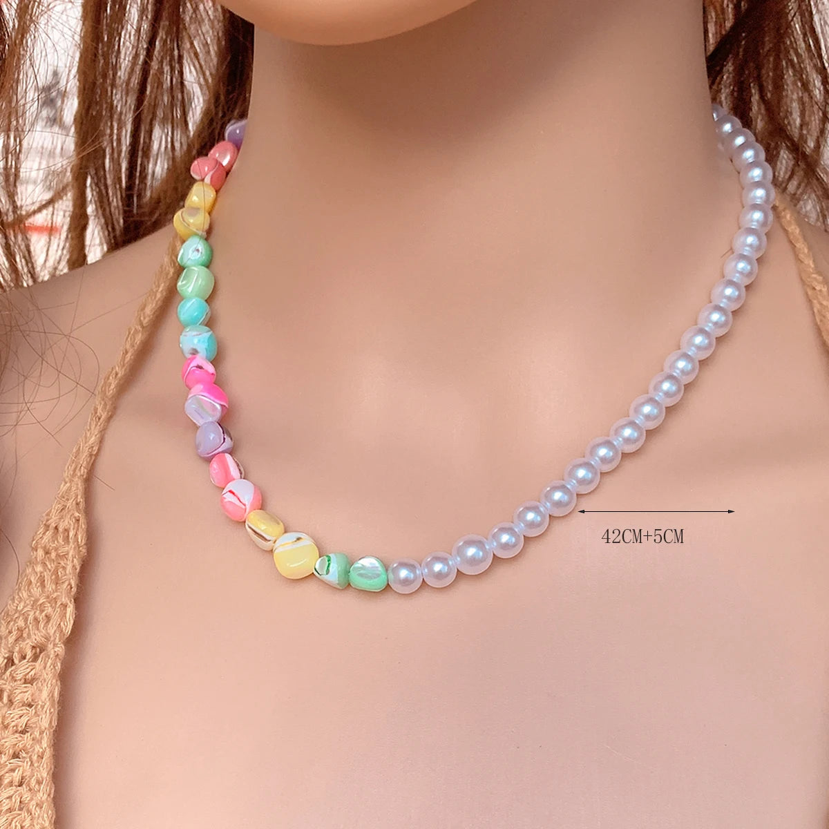 New In Trend White Pearl Necklace Choker Neck Clavicle Chain For Women Colorful Shell Beads Elegant Wedding Jewelry Girl Gift