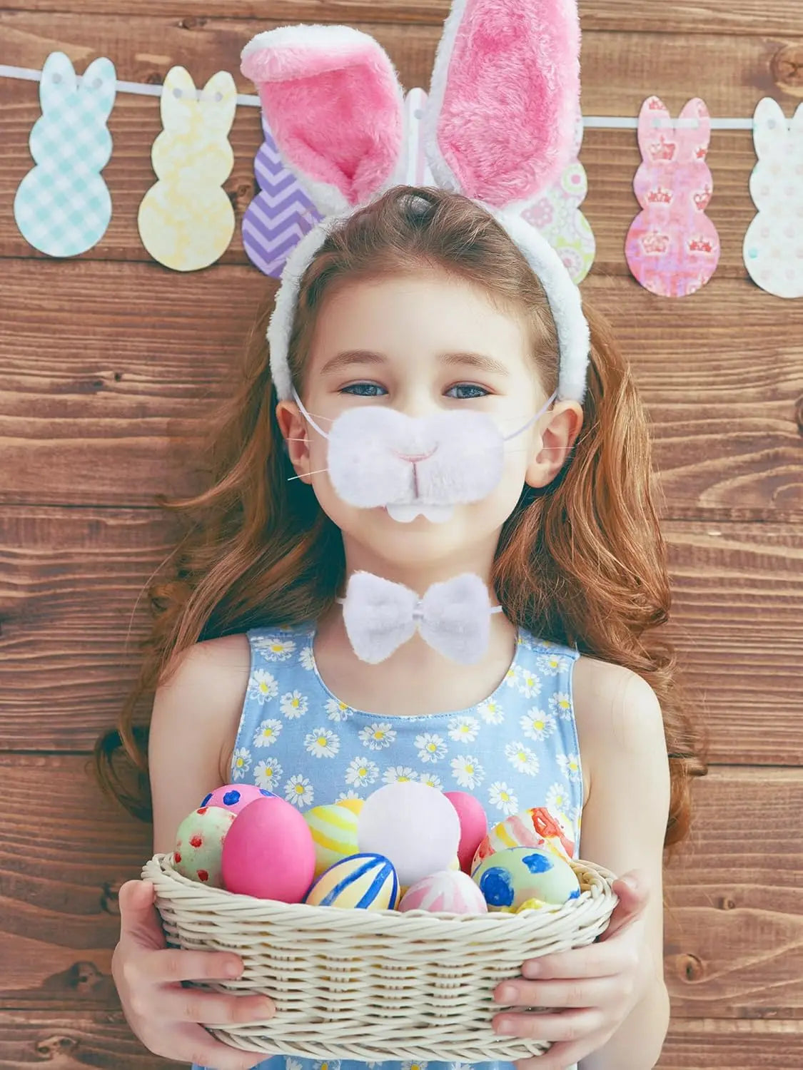 Halloween Bunny Costume Accessories Set Bunny Nose Tail Tie and Ears for Boys Girls Halloween Party Cosplay