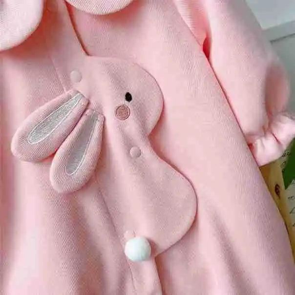 Newborn Baby Autumn Romper One Year Old Birthday Cute Girls Cartoon Rabbit Long Sleeve Bodysuits Spring New Kids Cotton Clothes