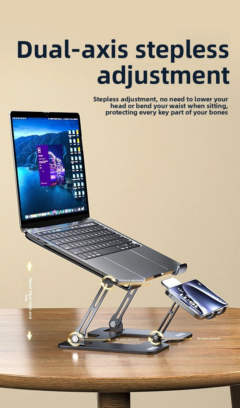 Mobile Phone Laptop Stand 2-in-1 Height Increasing Vertical Heat Dissipation Folding Office Adjustable Steel Stand